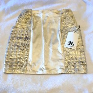 💕Authentic Satin Crocodile Leather Luxurious Rock & Roll Glamour Skirt small